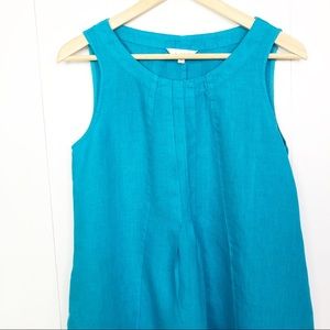 KLEEN Linen Dress Sleeveless Turquoise Blue Aqua Small Loose Comfy Breezy